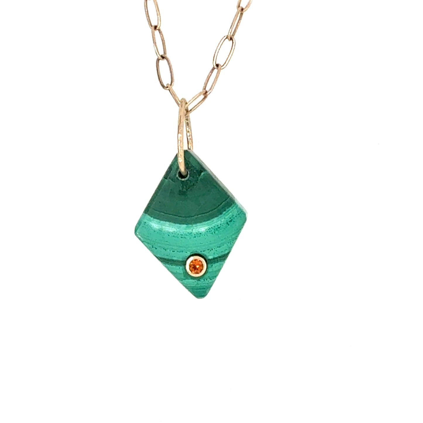 Malachite and Citrine Gold Diamond Charm