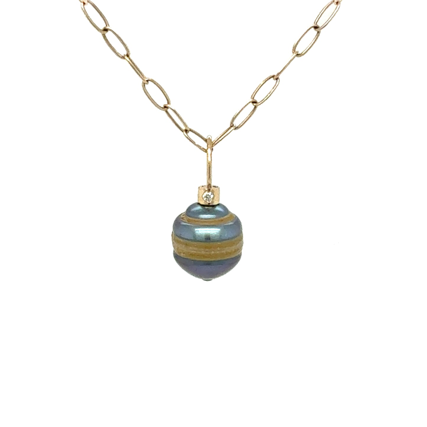 Coffee Colored Rings Tahitian Pearl and Diamonds Gold Charm