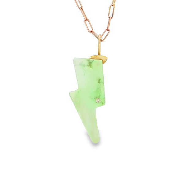 Lemon Chrysoprase and Diamond Gold Bolt Charm