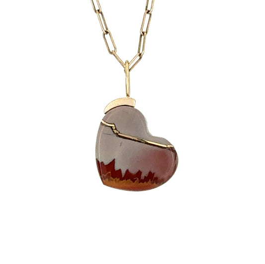 Norrena Jasper Gold Kintsugi Heart Charm