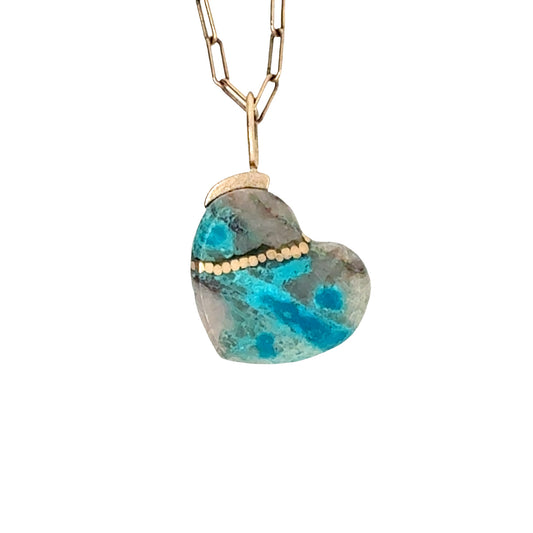 Shattuckite Gold Kintsugi Heart Charm