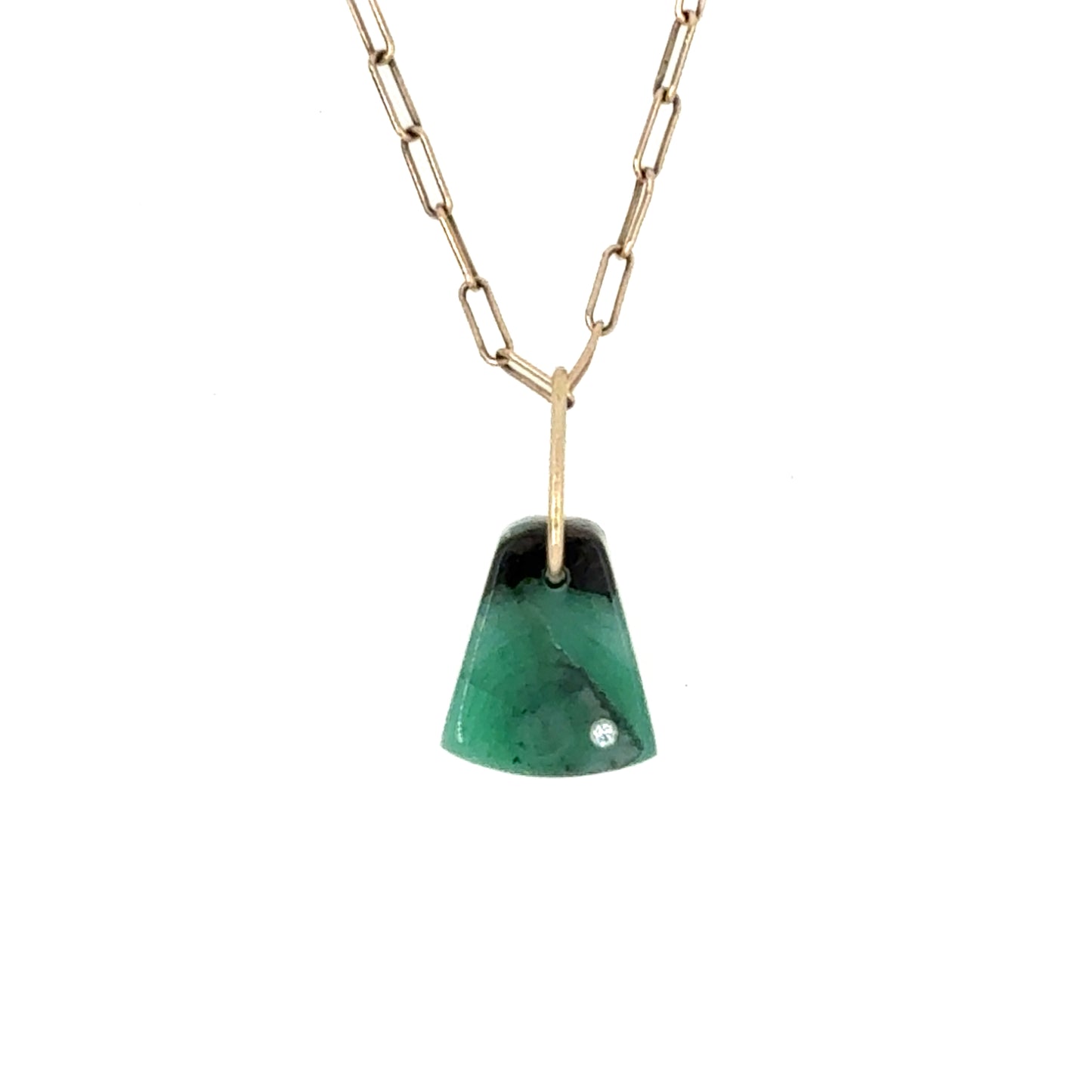 Emerald and Diamond Gold Pebble Charm