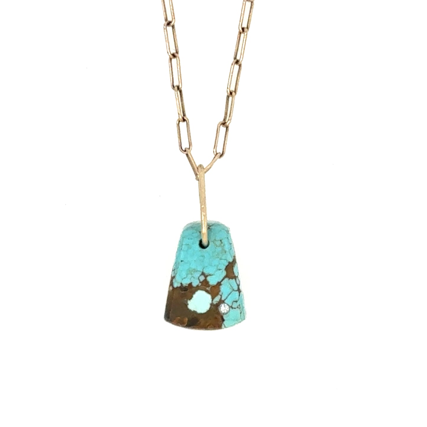 Turquoise and Diamond Gold Pebble Charm