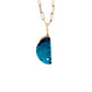 Shattuckite and Diamond Gold Moon Charm