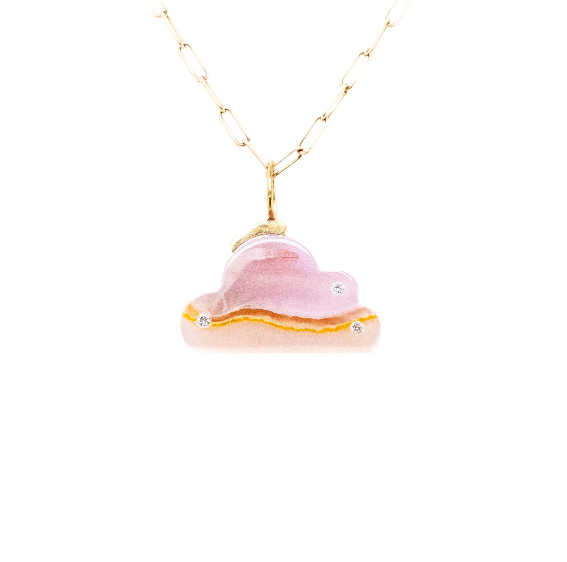 agate charm with diamonds gold bail