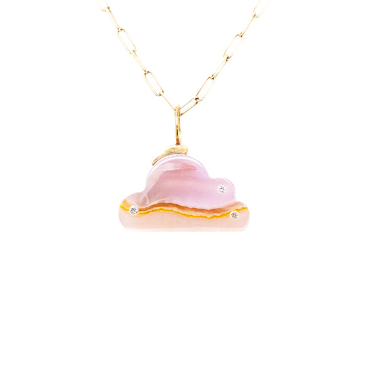 agate charm with diamonds gold bail