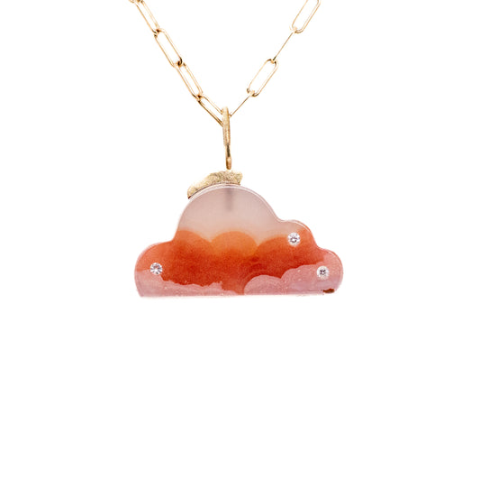 Agate and Diamonds Gold Cloud Charm