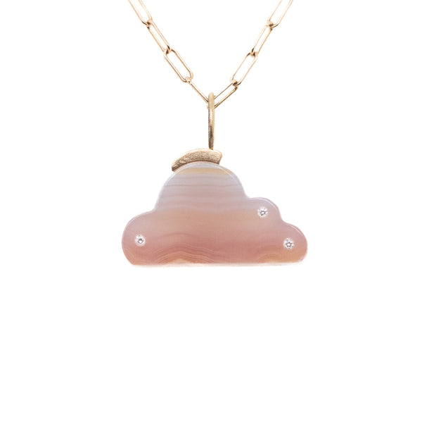 Morning Mist Agate and Diamonds Gold Cloud Charm