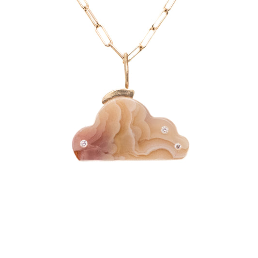  Agate and Diamonds Gold Cloud Charm
