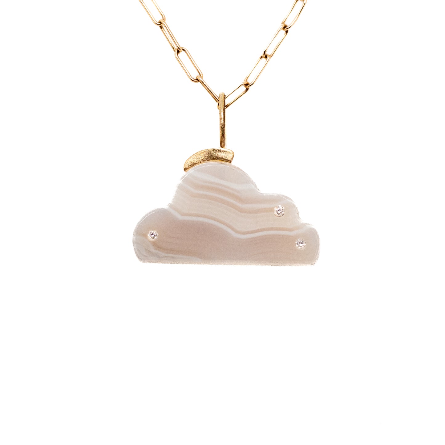 Agate and Diamonds Gold Cloud Charm