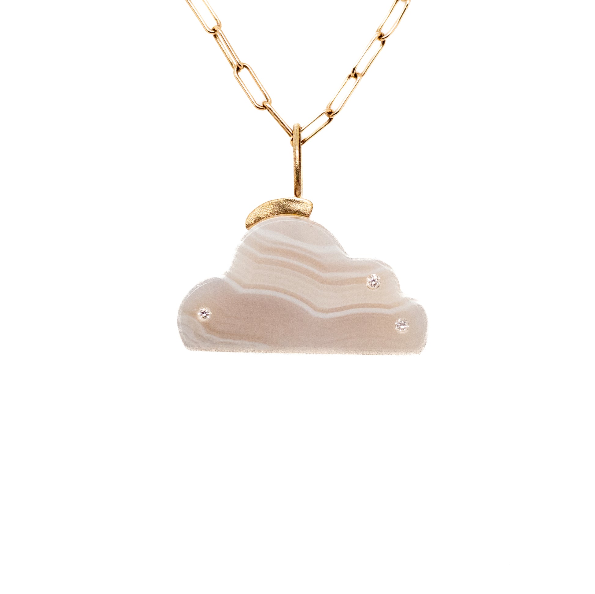 Agate and Diamonds Gold Cloud Charm