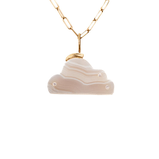 Agate and Diamonds Gold Cloud Charm