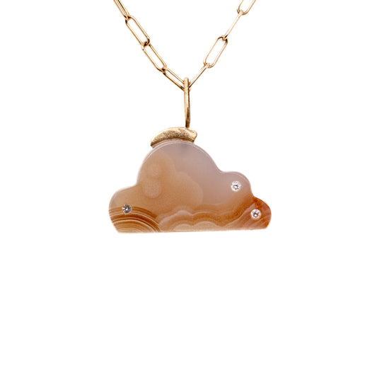 Agate and Diamonds Gold Cloud Charm