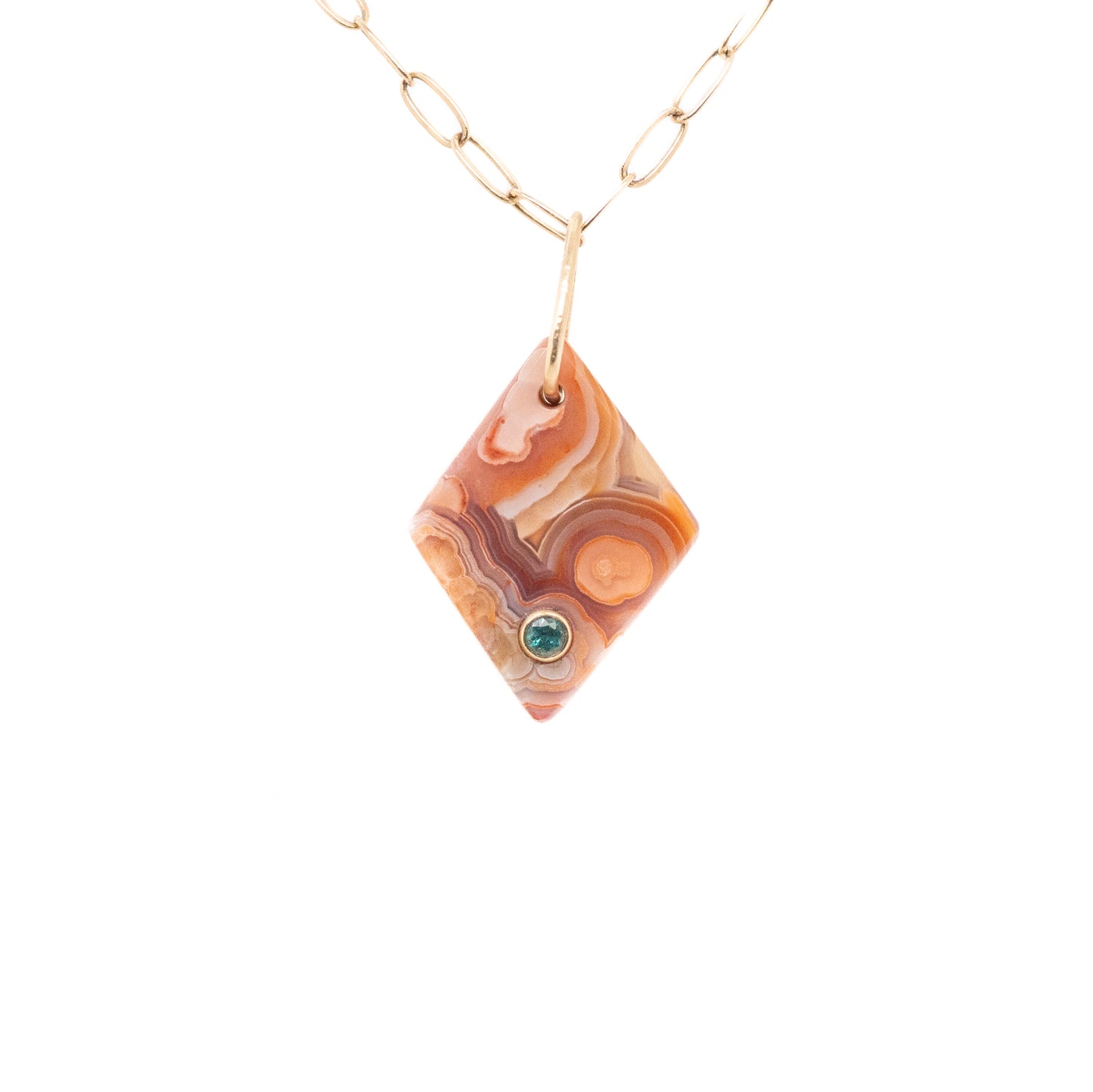 agate emerald gold diamond charm