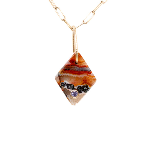 Agate and Tanzanite Mini Gold Diamond Charm