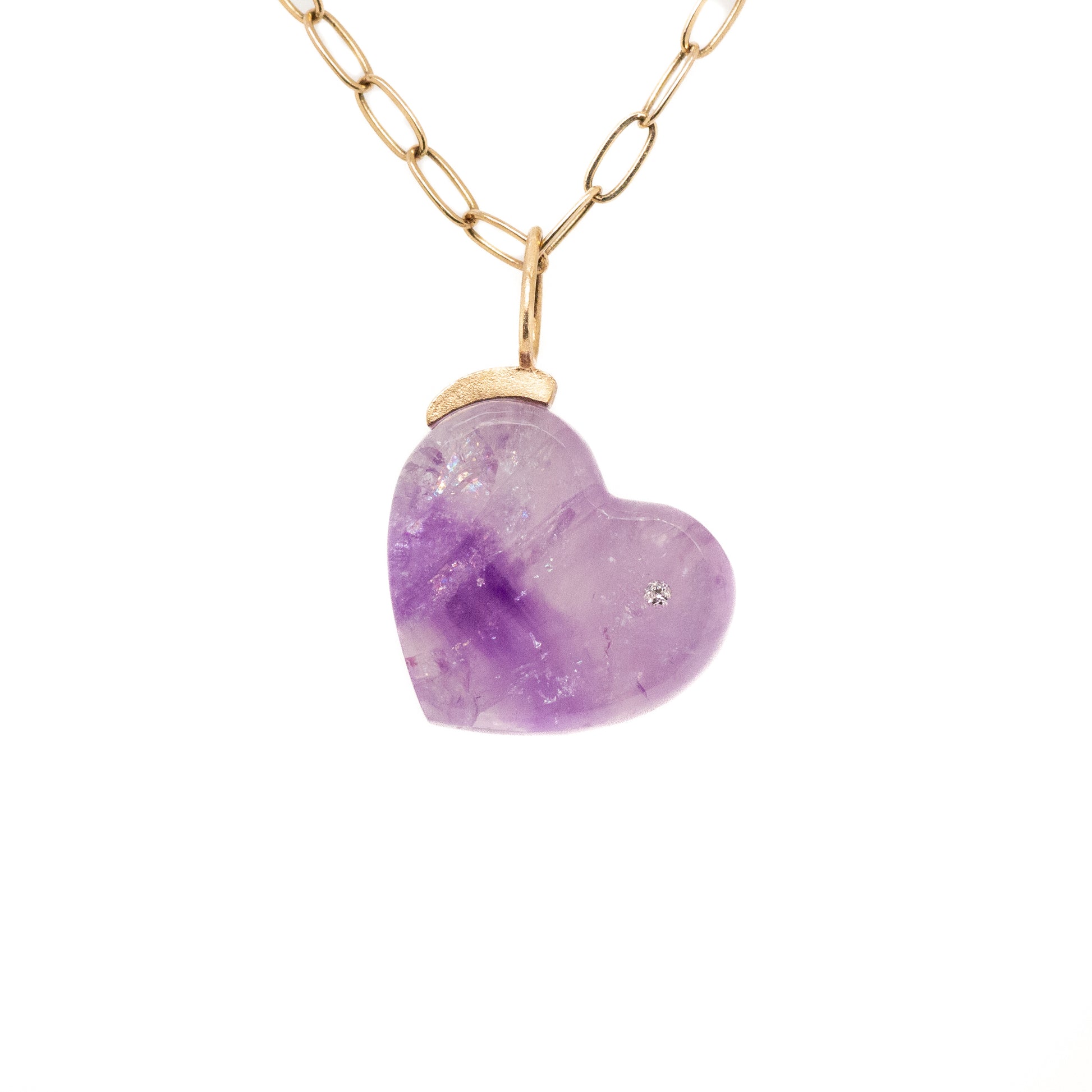 amethyst gold diamond heart charm