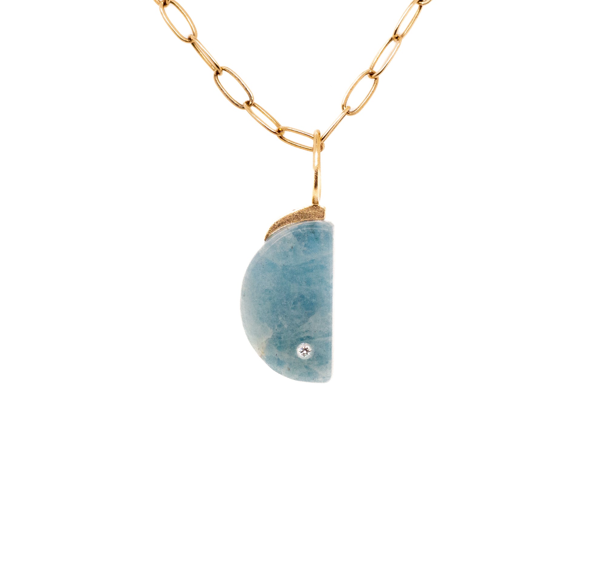 aquamarine gold diamond moon charm