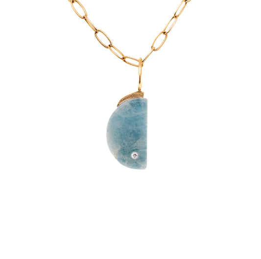 aquamarine gold diamond moon charm