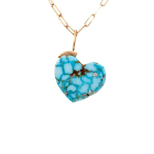turquoise and diamond gold heart charm