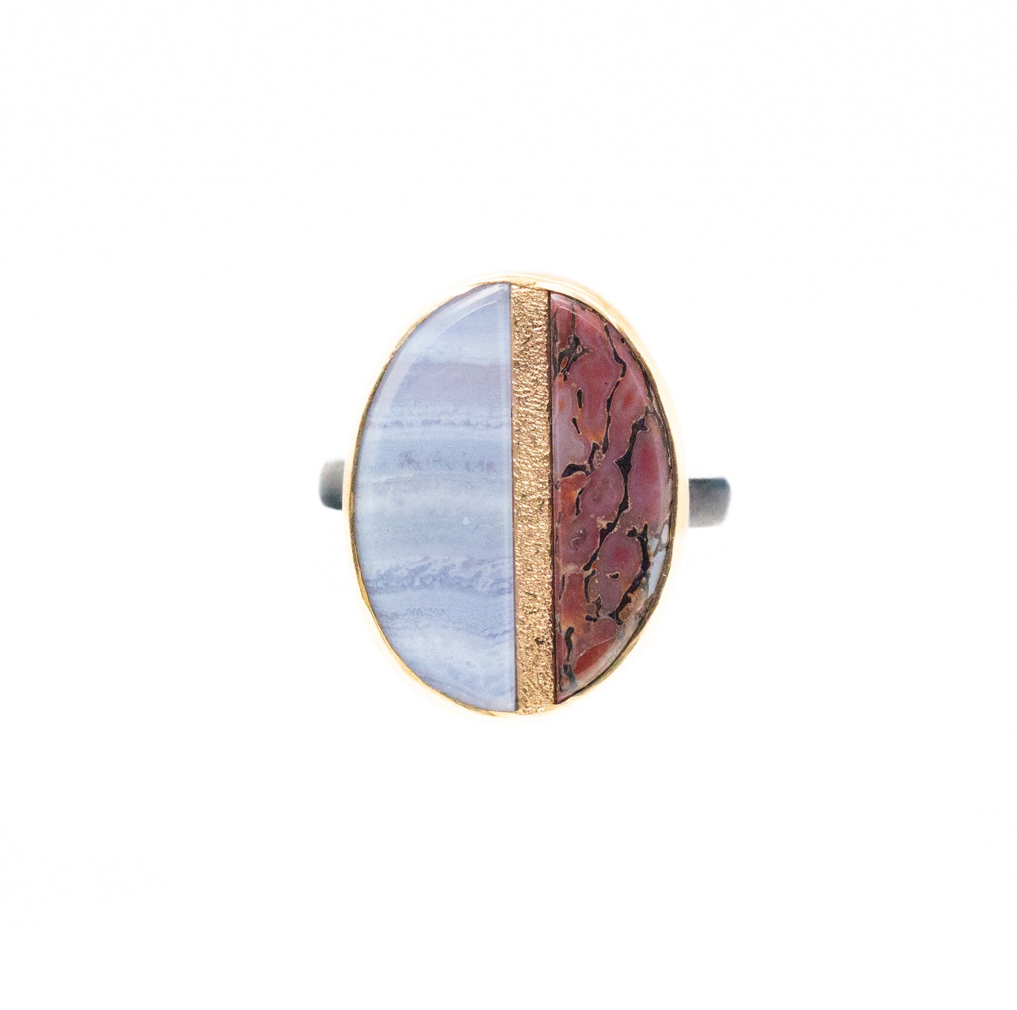 blue lace agate gold inlay ring