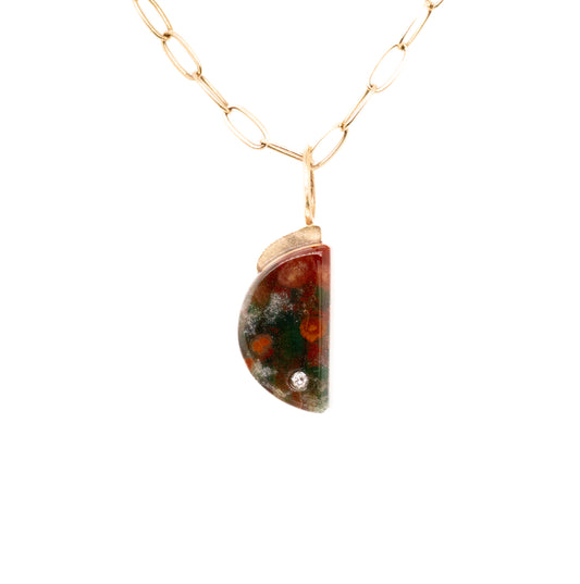 bloodstone gold diamond moon charm