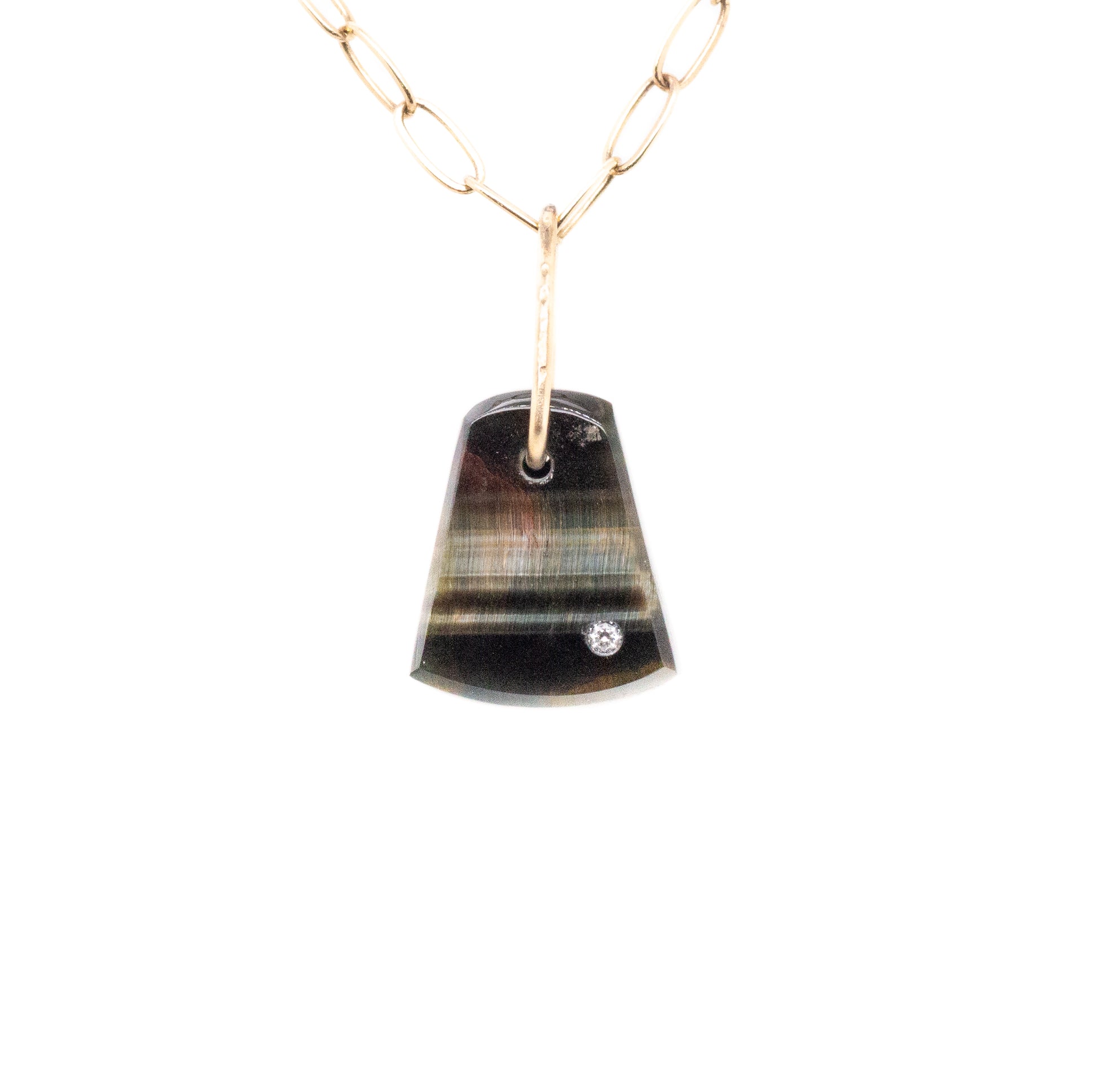 blue tiger eye gold diamond pebble charm