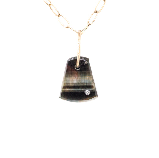 blue tiger eye gold diamond pebble charm