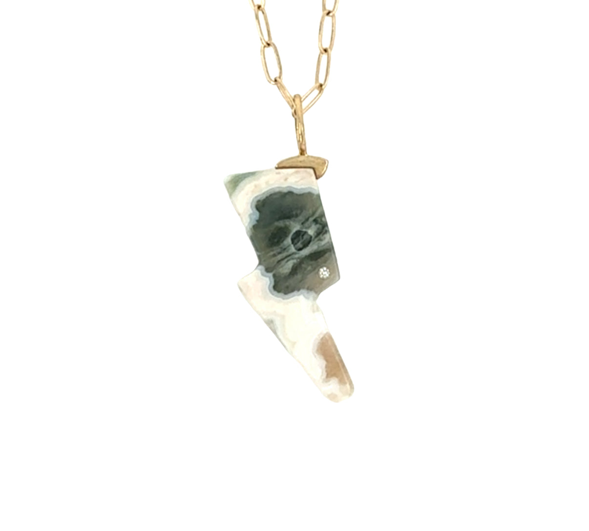 Ocean Jasper and Diamond Gold Bolt Charm