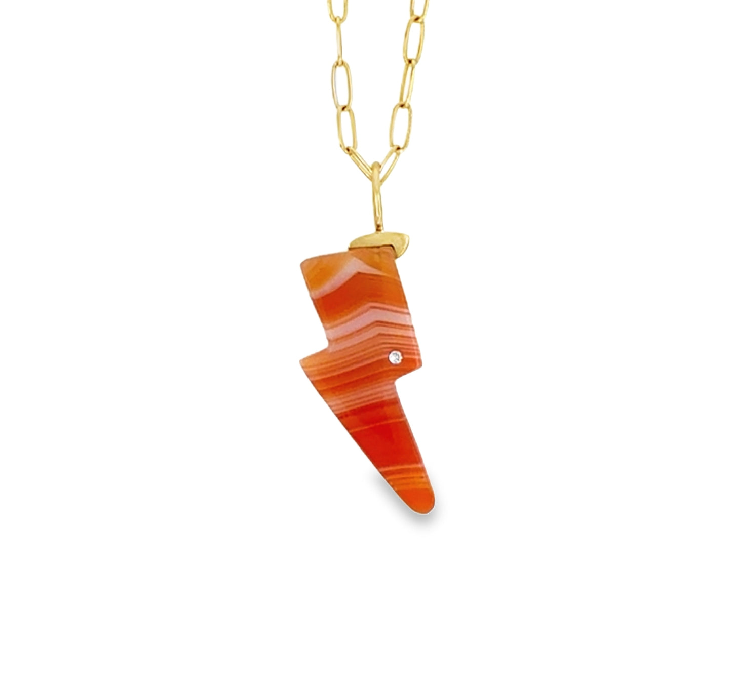 Carnelian and Diamond Gold Bolt Charm