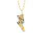 Dendritic Agate and Diamond Gold Bolt Charm