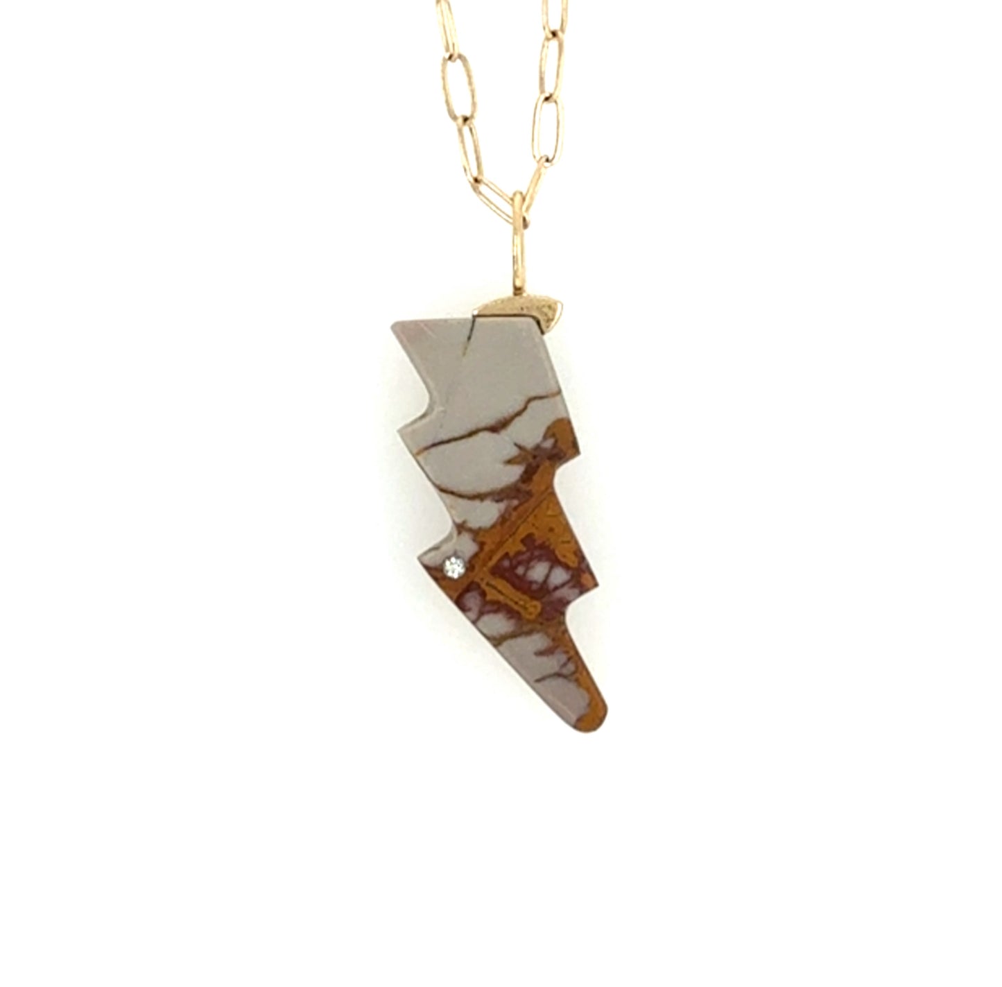 Noreena Jasper and Diamond Gold Bolt Charm