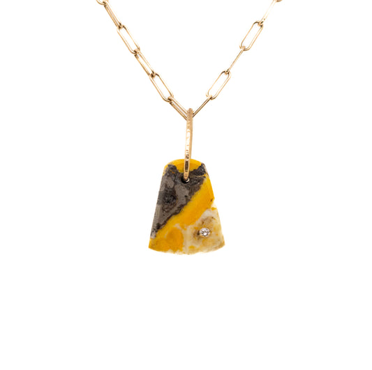 bumble bee jasper and diamond gold pebble charm