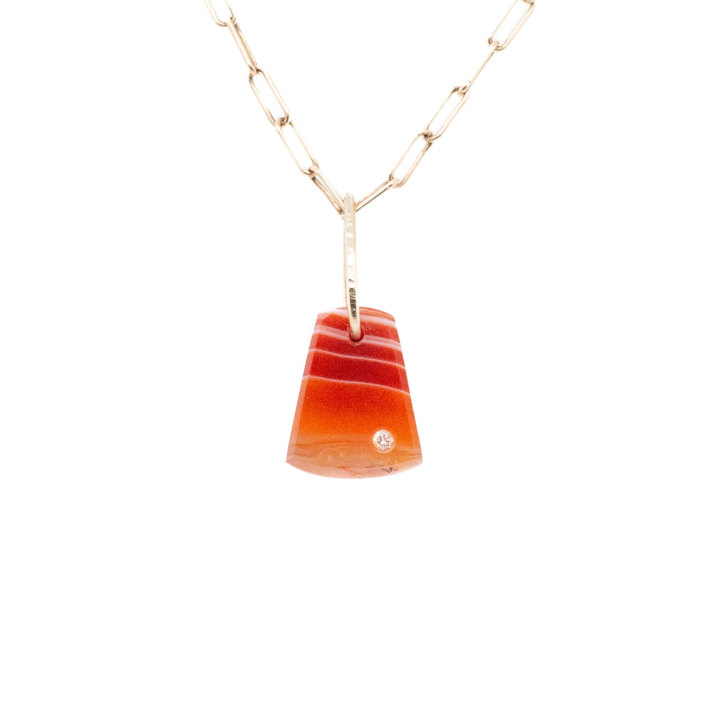 carnelian and diamond gold pebble charm