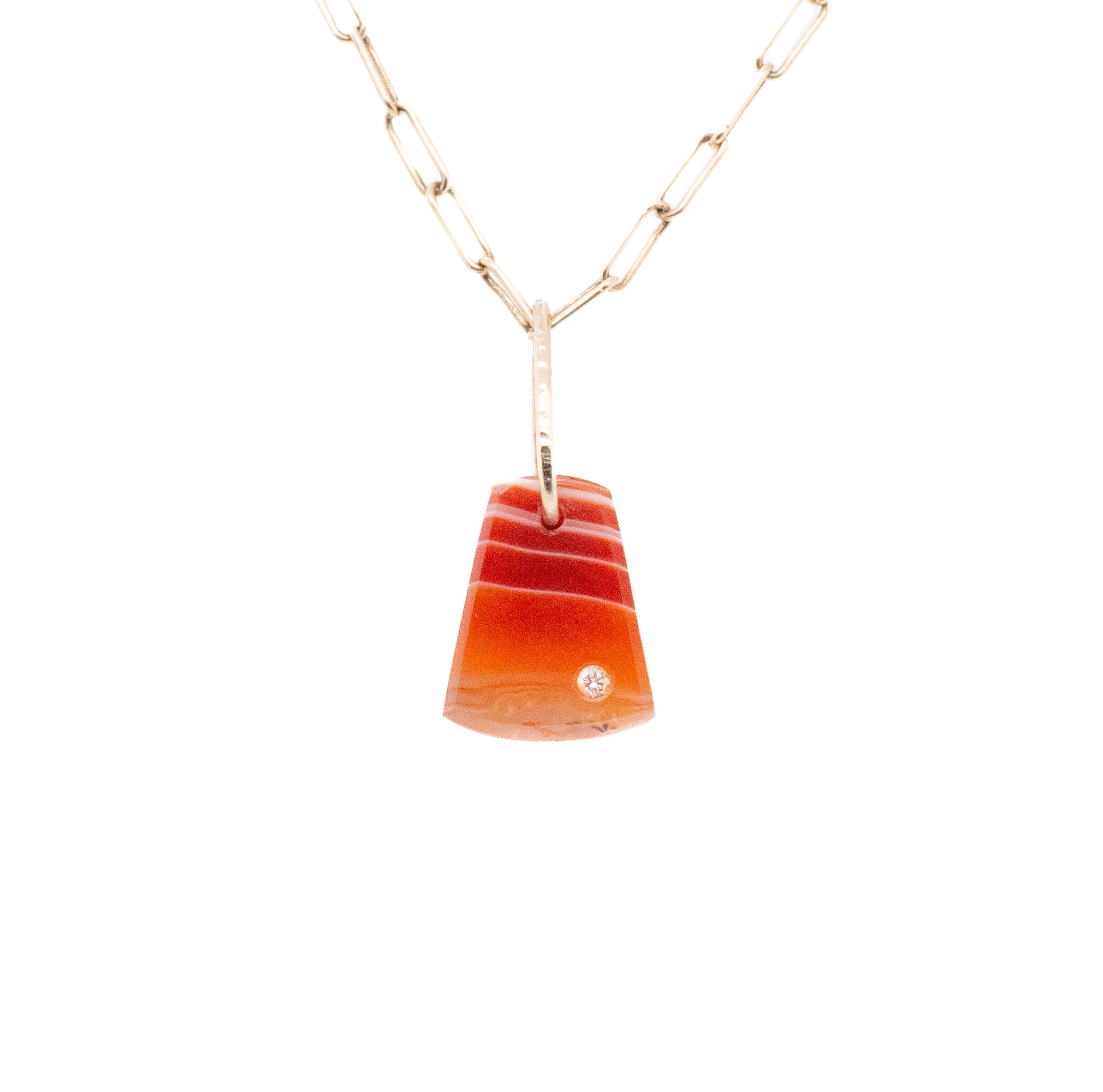 carnelian and diamond gold pebble charm