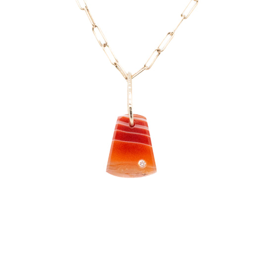 carnelian and diamond gold pebble charm