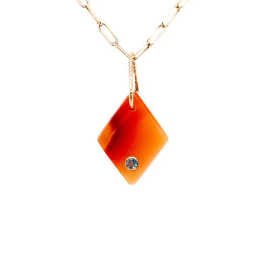 carnelian and aquamarine gold diamond charm