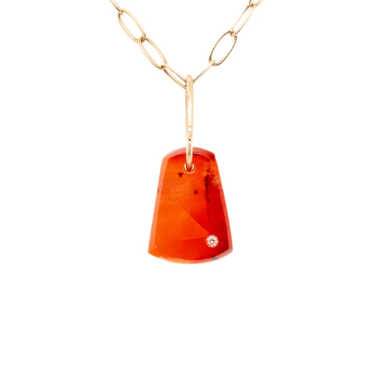 carnelian gold diamond pebble charm
