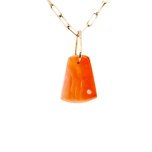 carnelian and diamond gold pebble charm