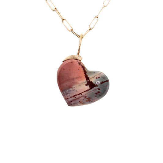 Cherry Creek Jasper and Diamond Gold Heart Charm