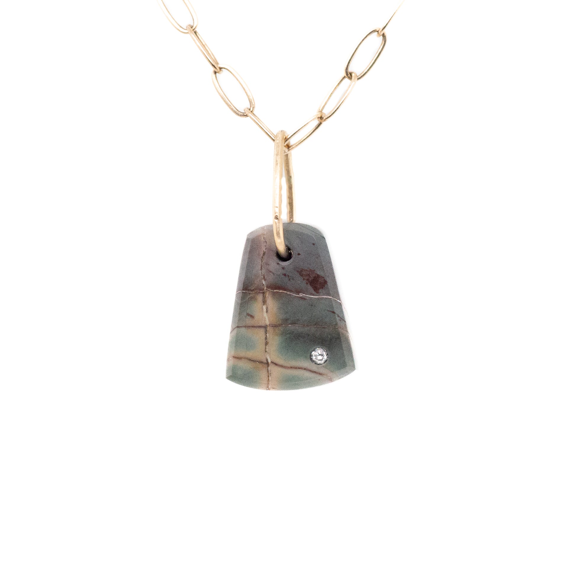 cherry creek jasper gold diamond pebble charm