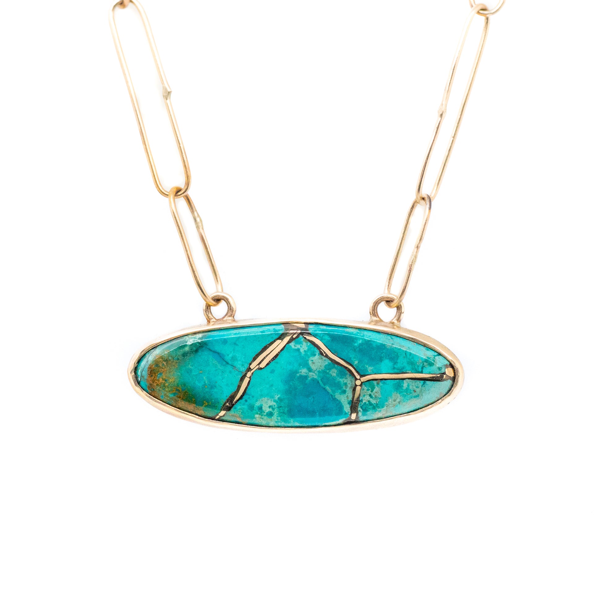 chrysocolla gold kintsugi necklace