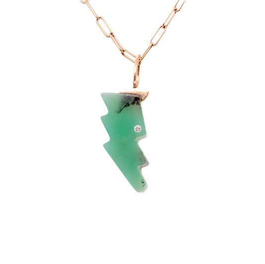chrysoprase and diamond gold bold mini charm