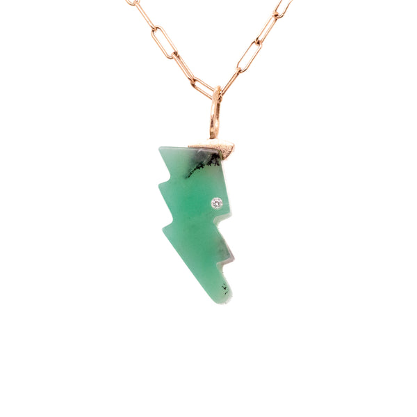 Chrysoprase and Diamond Gold Bolt Mini Charm