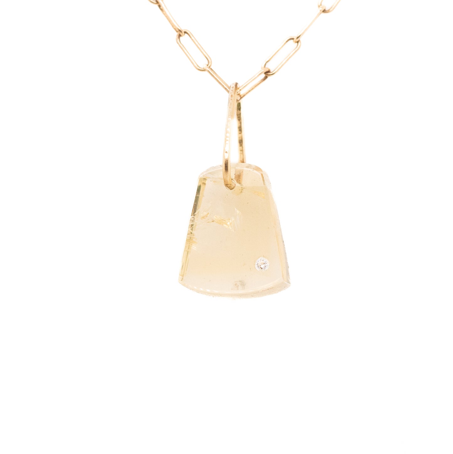 citrine and diamond pebble gold charm