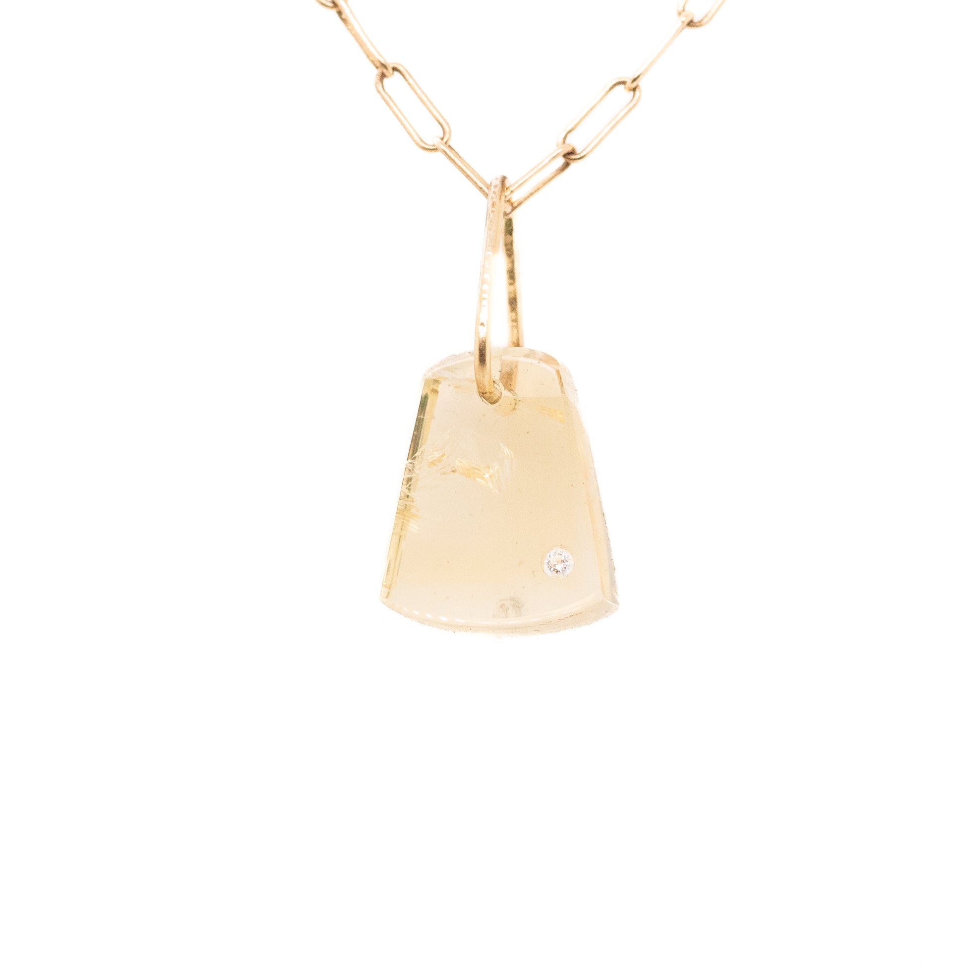 citrine and diamond pebble gold charm