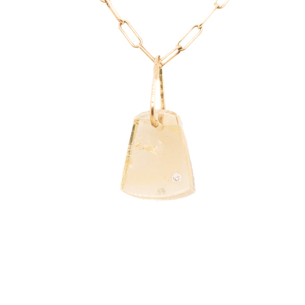 Citrine and Diamond Gold Pebble Charm