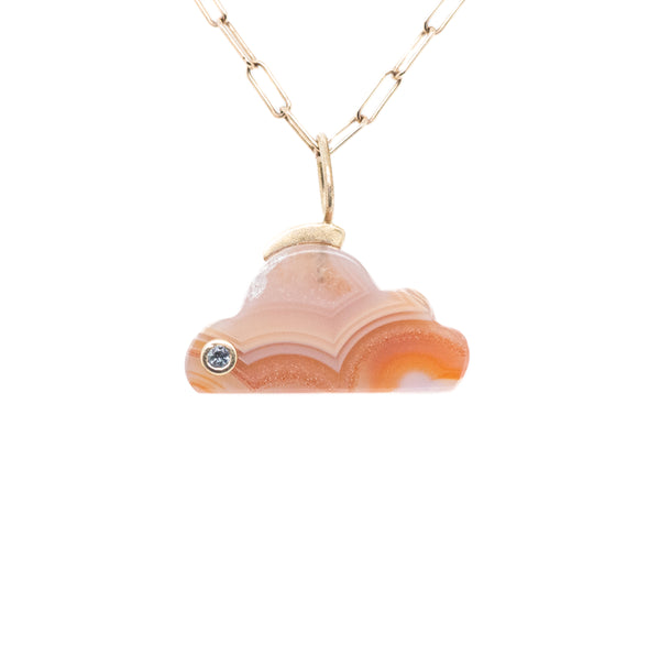 Haze Bloom Agate and Montana Sapphire Gold Cloud Charm