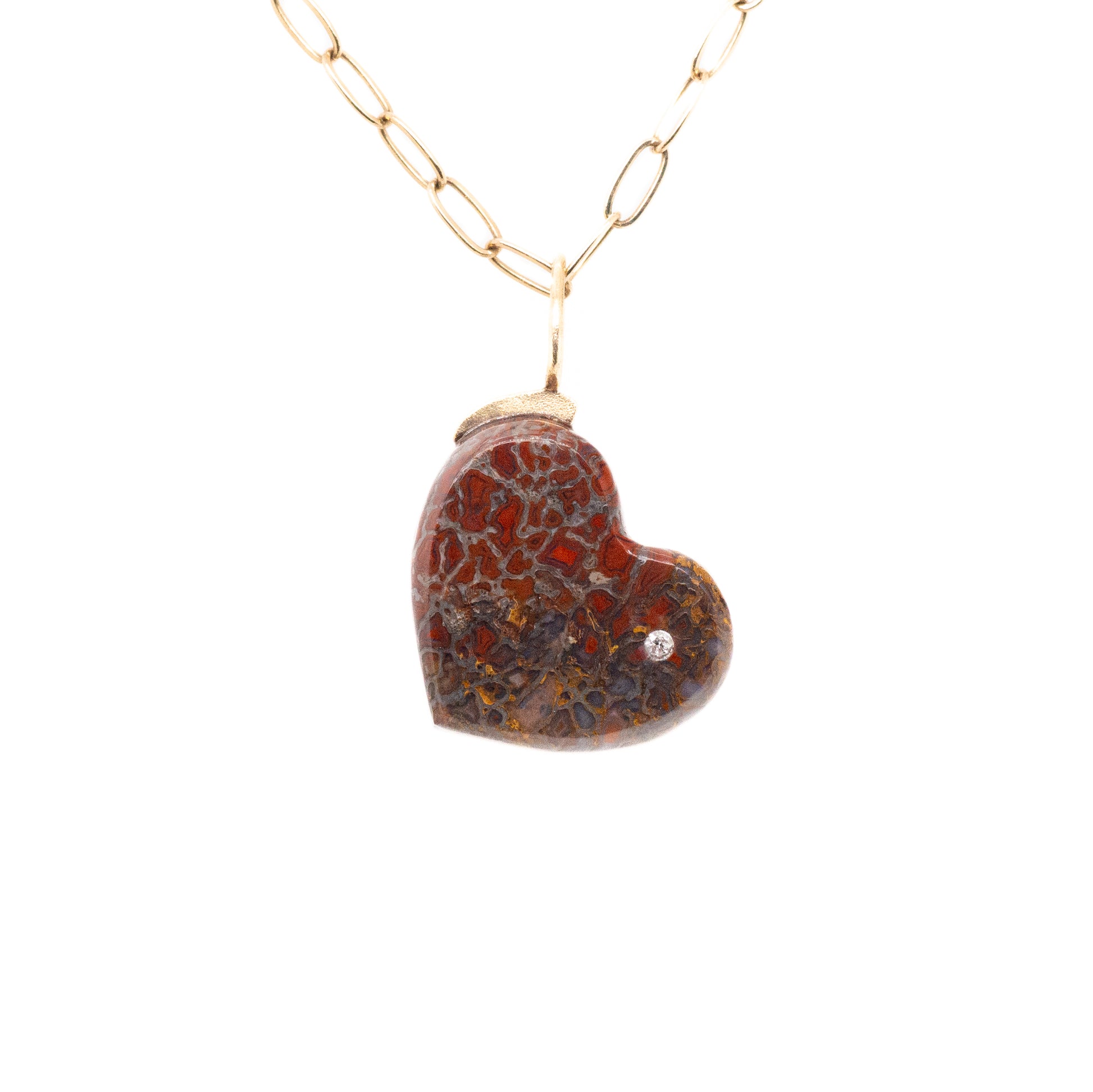 dinosaur bone gold diamond heart charm
