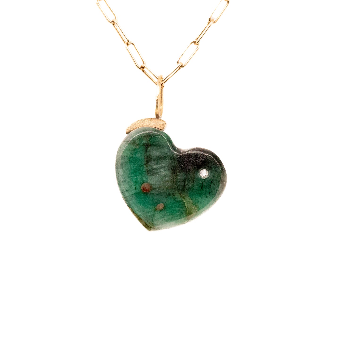 emerald gold and diamond heart charm