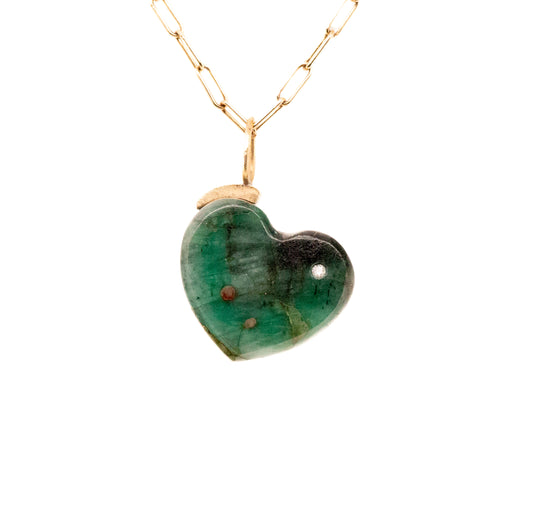emerald gold and diamond heart charm